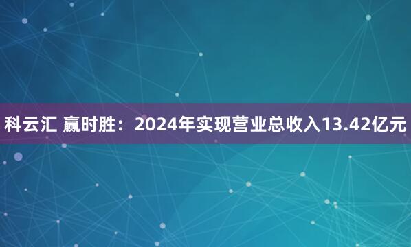 科云汇 赢时胜：2024年实现营业总收入13.42亿元